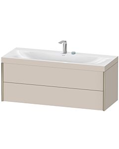 Duravit XViu vanity unit XV4617EB191C 120x48cm, 2 drawers, 2 tap holes, matt champagne, Rahmen C, matt taupe