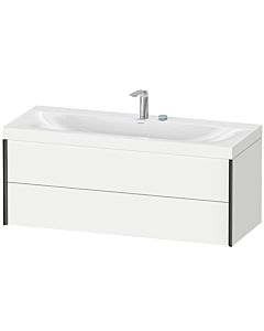 Duravit XViu Waschtisch-Unterschrank XV4617EB218C 120x48cm, 2 Schubkästen, 2 Hahnlöcher, schwarz matt, Rahmen C, weiß matt