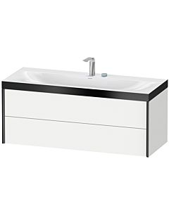 Duravit Meuble sous-vasque XViu XV4617EB218P 120x48cm, 2 tiroirs, 2 trous pour robinetterie, noir mat, Rahmen P, blanc mat