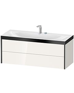 Duravit XViu Waschtisch-Unterschrank XV4617EB222P 120x48cm, 2 Schubkästen, 2 Hahnlöcher, schwarz matt, Rahmen P, weiß hochglanz