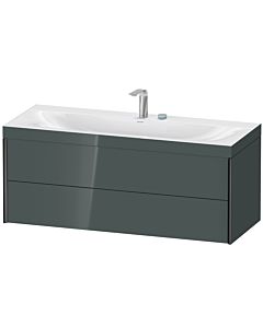 Duravit XViu Waschtisch-Unterschrank XV4617EB238C 120x48cm, 2 Schubkästen, 2 Hahnlöcher, schwarz matt, Rahmen C, dolomiti grey hochglanz