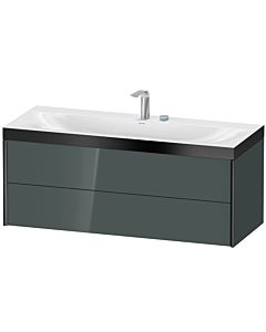 Duravit Meuble sous-vasque XViu XV4617EB238P 120x48cm, 2 tiroirs, 2 trous pour robinetterie, noir mat, Rahmen P, gris dolomiti brillant