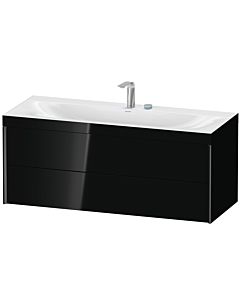 Duravit XViu Waschtisch-Unterschrank XV4617EB240C 120x48cm, 2 Schubkästen, 2 Hahnlöcher, schwarz matt, Rahmen C, schwarz hochglanz