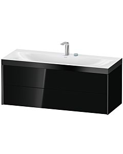 Duravit XViu Waschtisch-Unterschrank XV4617EB240P 120x48cm, 2 Schubkästen, 2 Hahnlöcher, schwarz matt, Rahmen P, schwarz hochglanz