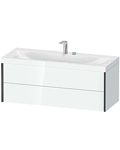 Duravit Meuble sous-vasque XViu XV4617EB285C 120x48cm, 2 tiroirs, 2 trous pour robinetterie, noir mat, Rahmen C, blanc brillant
