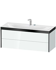 Duravit XViu Waschtisch-Unterschrank XV4617EB285P 120x48cm, 2 Schubkästen, 2 Hahnlöcher, schwarz matt, Rahmen P, weiß hochglanz