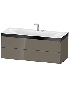 Duravit XViu Waschtisch-Unterschrank XV4617EB289P 120x48cm, 2 Schubkästen, 2 Hahnlöcher, schwarz matt, Rahmen P, flannel grey hochglanz