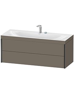 Duravit Meuble sous-vasque XViu XV4617EB290C 120x48cm, 2 tiroirs, 2 trous pour robinetterie, noir mat, Rahmen C, flanelle gris soie mat