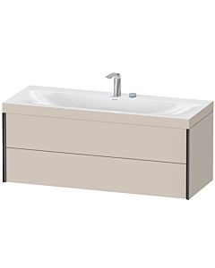 Duravit XViu vanity unit XV4617EB291C 120x48cm, 2 drawers, 2 tap holes, matt black, Rahmen C, matt taupe