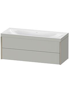 Duravit Meuble sous-vasque XViu XV4617NB107C 120x48cm, 2 tiroirs, sans trou pour robinet, champagne mat, Rahmen C, gris béton mat