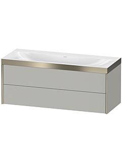 Duravit XViu Waschtisch-Unterschrank XV4617NB107P 120x48cm, 2 Schubkästen, ohne Hahnloch, champagner matt, Rahmen P, betongrau matt