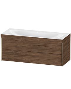 Duravit XViu vanity unit XV4617NB121C 120x48cm, 2 drawers, without tap hole, matt champagne, Rahmen C, dark walnut
