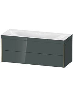 Duravit Meuble sous-vasque XViu XV4617NB138C 120x48cm, 2 tiroirs, sans trou pour robinet, champagne mat, Rahmen C, gris dolomiti brillant