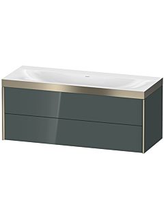Duravit Meuble sous-vasque XViu XV4617NB138P 120x48cm, 2 tiroirs, sans trou pour robinet, champagne mat, Rahmen P, gris dolomiti brillant