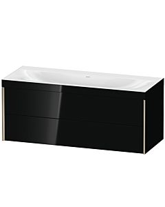 Duravit XViu Waschtisch-Unterschrank XV4617NB140C 120x48cm, 2 Schubkästen, ohne Hahnloch, champagner matt, Rahmen C, schwarz hochglanz