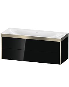 Duravit XViu Waschtisch-Unterschrank XV4617NB140P 120x48cm, 2 Schubkästen, ohne Hahnloch, champagner matt, Rahmen P, schwarz hochglanz