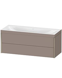 Duravit XViu vanity unit XV4617NB143C 120x48cm, 2 drawers, without tap hole, matt champagne, Rahmen C, matt basalt