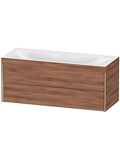 Duravit Meuble sous-vasque XViu XV4617NB179C 120x48cm, 2 tiroirs, sans trou pour robinet, champagne mat, Rahmen C, noyer naturel