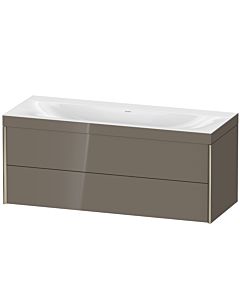 Duravit XViu vanity unit XV4617NB189C 120x48cm, 2 drawers, without tap hole, matt champagne, Rahmen C, flannel gray high gloss