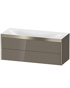 Duravit Meuble sous-vasque XViu XV4617NB189P 120x48cm, 2 tiroirs, sans trou pour robinet, champagne mat, Rahmen P, gris flanelle brillant