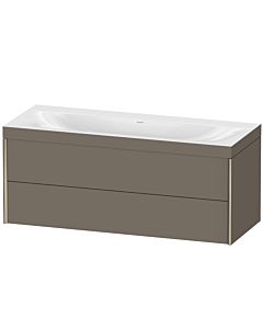 Duravit Meuble sous-vasque XViu XV4617NB190C 120x48cm, 2 tiroirs, sans trou pour robinet, champagne mat, Rahmen C, flanelle gris soie mat