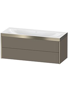 Duravit Meuble sous-vasque XViu XV4617NB190P 120x48cm, 2 tiroirs, sans trou pour robinet, champagne mat, Rahmen P, flanelle gris soie mat