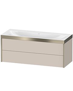 Duravit XViu vanity unit XV4617NB191P 120x48cm, 2 drawers, without tap hole, matt champagne, Rahmen P, matt taupe