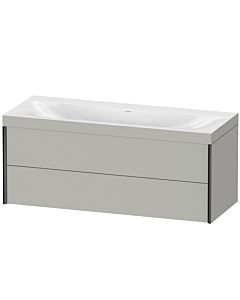 Duravit Meuble sous-vasque XViu XV4617NB207C 120x48cm, 2 tiroirs, sans trou pour robinet, noir mat, Rahmen C, gris béton mat