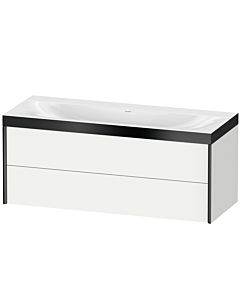 Duravit XViu Waschtisch-Unterschrank XV4617NB218P 120x48cm, 2 Schubkästen, ohne Hahnloch, schwarz matt, Rahmen P, weiß matt