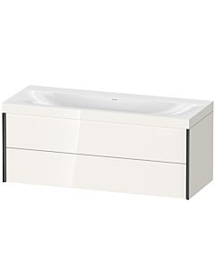 Duravit Meuble sous-vasque XViu XV4617NB222C 120x48cm, 2 tiroirs, sans trou pour robinet, noir mat, Rahmen C, blanc brillant