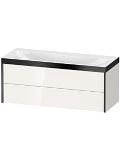 Duravit XViu Waschtisch-Unterschrank XV4617NB222P 120x48cm, 2 Schubkästen, ohne Hahnloch, schwarz matt, Rahmen P, weiß hochglanz