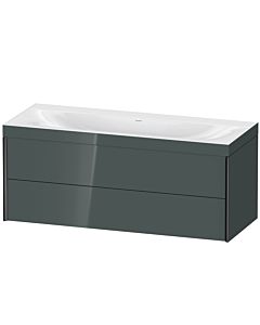 Duravit Meuble sous-vasque XViu XV4617NB238C 120x48cm, 2 tiroirs, sans trou pour robinet, noir mat, Rahmen C, gris dolomiti brillant