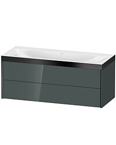 Duravit XViu vanity unit XV4617NB238P 120x48cm, 2 drawers, without tap hole, matt black, Rahmen P, dolomiti gray high gloss
