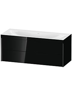 Duravit XViu Waschtisch-Unterschrank XV4617NB240C 120x48cm, 2 Schubkästen, ohne Hahnloch, schwarz matt, Rahmen C, schwarz hochglanz
