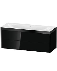 Duravit XViu Waschtisch-Unterschrank XV4617NB240P 120x48cm, 2 Schubkästen, ohne Hahnloch, schwarz matt, Rahmen P, schwarz hochglanz