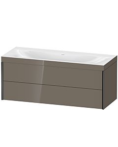 Duravit XViu Waschtisch-Unterschrank XV4617NB289C 120x48cm, 2 Schubkästen, ohne Hahnloch, schwarz matt, Rahmen C, flannel grey hochglanz