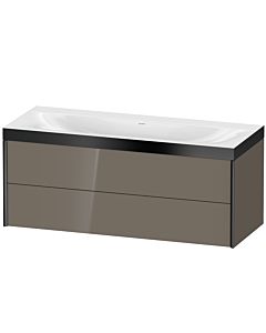 Duravit XViu vanity unit XV4617NB289P 120x48cm, 2 drawers, without tap hole, matt black, Rahmen P, flannel gray high gloss
