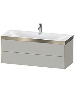 Duravit XViu vanity unit XV4617OB107P 120x48cm, 2 drawers, 2000 tap hole, matt champagne, Rahmen P, matt concrete gray