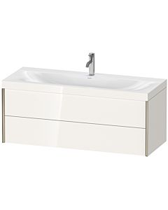 Duravit XViu Waschtisch-Unterschrank XV4617OB122C 120x48cm, 2 Schubkästen, 1 Hahnloch, champagner matt, Rahmen C, weiß hochglanz