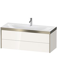 Duravit XViu Waschtisch-Unterschrank XV4617OB122P 120x48cm, 2 Schubkästen, 1 Hahnloch, champagner matt, Rahmen P, weiß hochglanz