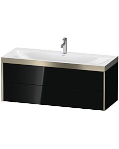 Duravit XViu Waschtisch-Unterschrank XV4617OB140P 120x48cm, 2 Schubkästen, 1 Hahnloch, champagner matt, Rahmen P, schwarz hochglanz