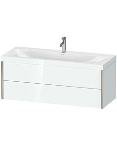 Duravit XViu Waschtisch-Unterschrank XV4617OB185C 120x48cm, 2 Schubkästen, 1 Hahnloch, champagner matt, Rahmen C, weiß hochglanz