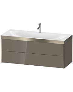 Duravit XViu vanity unit XV4617OB189P 120x48cm, 2 drawers, 2000 tap hole, matt champagne, Rahmen P, flannel gray high gloss