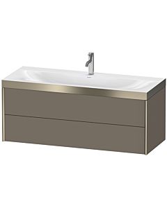 Duravit XViu vanity unit XV4617OB190P 120x48cm, 2 drawers, 2000 tap hole, matt champagne, Rahmen P, flannel gray silk matt