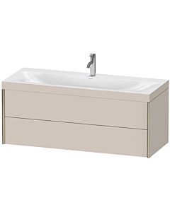 Duravit XViu vanity unit XV4617OB191C 120x48cm, 2 drawers, 2000 tap hole, matt champagne, Rahmen C, matt taupe
