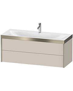 Duravit XViu vanity unit XV4617OB191P 120x48cm, 2 drawers, 2000 tap hole, matt champagne, Rahmen P, matt taupe