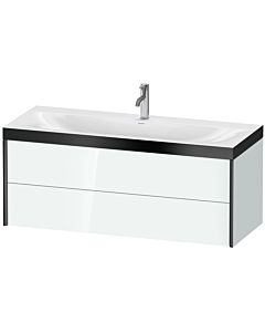 Duravit XViu Waschtisch-Unterschrank XV4617OB285P 120x48cm, 2 Schubkästen, 1 Hahnloch, schwarz matt, Rahmen P, weiß hochglanz