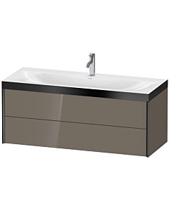 Duravit XViu vanity unit XV4617OB289P 120x48cm, 2 drawers, 2000 tap hole, matt black, Rahmen P, flannel gray high gloss