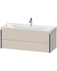 Duravit XViu vanity unit XV4617OB291C 120x48cm, 2 drawers, 2000 tap hole, matt black, Rahmen C, matt taupe