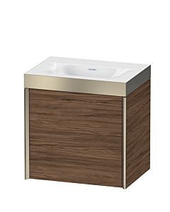 Duravit XViu Waschtisch-Unterschrank XV4630NB121P 45x33,3cm, 1 Tür, links, ohne Hahnloch, champagner matt, Rahmen P, nussbaum dunkel